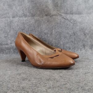 Vintage Shoes Womens 36.5 G Zuin Pumps Leather Heels Made In Italy Classic Brown